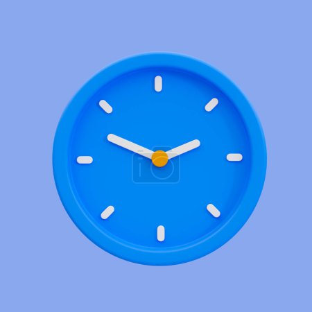 Téléchargez les photos : Horloge murale bleue minimale 3d avec chemin de coupe. Illustration 3d. - en image libre de droit