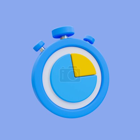 Foto de Concepto de gestión de tiempo mínimo 3d. organización programada. Cronómetro con un gráfico circular con ruta de recorte. ilustración 3d. - Imagen libre de derechos