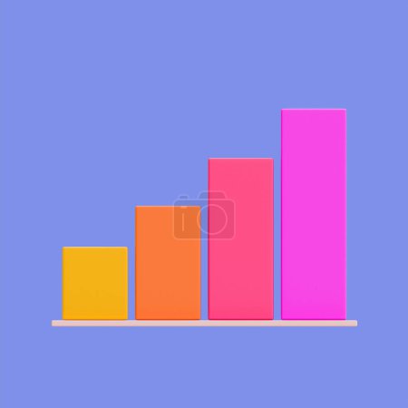 Photo for 3d minimal bar chart. data analysis. bar graph icon with clipping path. 3d illustration. - Royalty Free Image