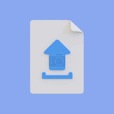 Téléchargez les photos : Icône de téléchargement de document de fichier minimal 3d. Concept de cloud computing. papier avec une icône de téléchargement avec chemin de coupure. Illustration 3d. - en image libre de droit