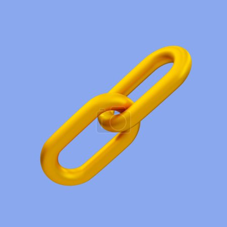 Photo for 3d minimal chain connection. Link line icon with clipping path. 3d illustration. - Royalty Free Image