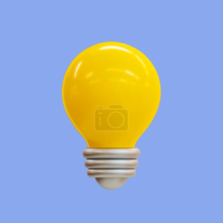 Photo for 3d minimal lightbulb. Innovative and creative icon. Spark creative ideas. come up with a new thing with clipping path. 3d illustration. - Royalty Free Image