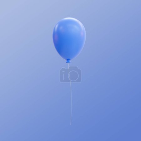Photo for 3d minimal colorful balloonss. A group of flying balloons with rope. Party props with clipping path. 3d illustration. - Royalty Free Image