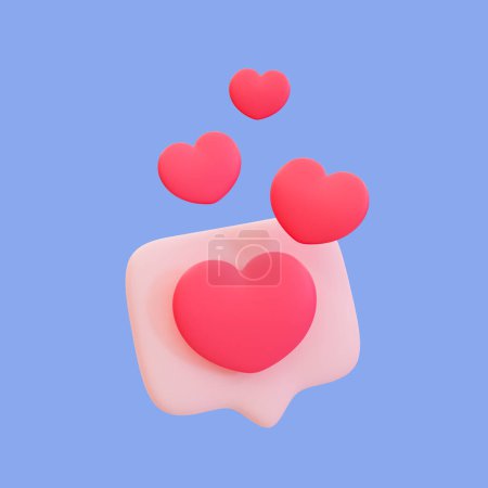 Photo for 3d minimal romantic message. lovely chat. valentine's element. chat icon with heart floating. 3d illustration, clipping path included. - Royalty Free Image