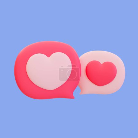Photo for 3d minimal romantic chat. lovely conversation. valentine's element. heart chat message. 3d illustration, clipping path included. - Royalty Free Image