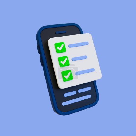 Photo for 3d minimal To-do list. Goal achievement concept. Checklist. Smartphone with a checklist. 3d illustration. clipping path included. - Royalty Free Image