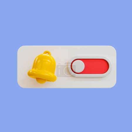 3d minimal turn-off notification concept. do not disturb mode. A bell icon ringing with a toggle button off. 3d illustration. clipping path included.