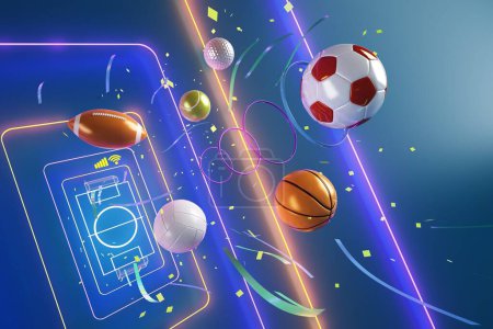 Photo for 3d football object design. realistic rendering. abstract futuristic background. 3d illustration. motion geometry concept. sport competition graphic. tournament game bet content. soccer ball element. - Royalty Free Image