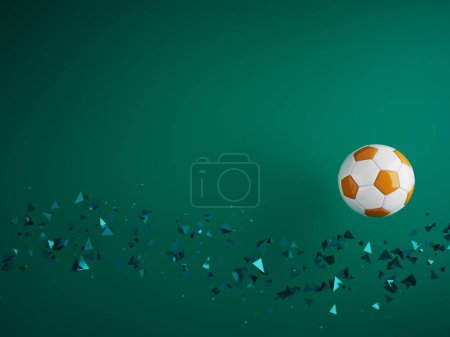 Photo for Football ball 3d object. 3d illustration. graphic background element. sport abstract backdrop. soccer render design competition concept art. digital technology element beautiful lighting ground empty - Royalty Free Image