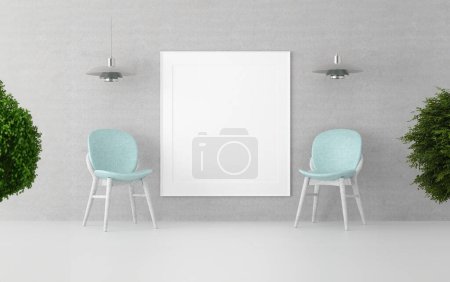 Foto de Marco Ilustración de interiores 3D, diseño de pared moderno, espacio vacío creativo, fondo 3D lienzo en blanco, maqueta de diseño de habitación, representación de fotos en casa, estilo interior simple, arquitectura arte copia espacio - Imagen libre de derechos