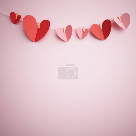 Photo for Valentine day 3D illustration. red design background. celebration decoration love art. happy colour ideas. invitation card. pastel greeting holiday. cute heart gift craft. romantic abstract emotion. - Royalty Free Image