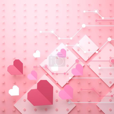 Photo for Valentine day 3D illustration. red design background. celebration decoration love art. happy colour ideas. invitation card. pastel greeting holiday. cute heart gift craft. romantic abstract emotion. - Royalty Free Image