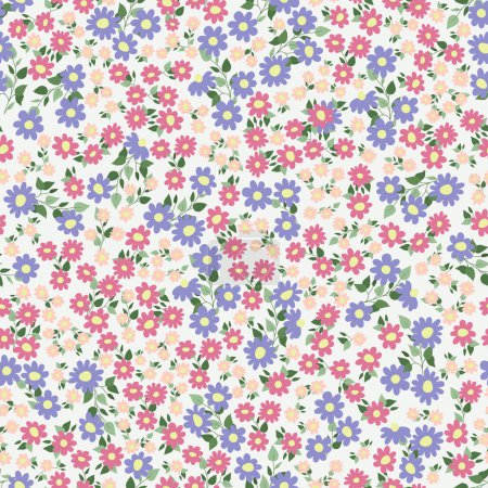 Seamless decorative pattern with daisies. Print for textile, wallpaper, covers, surface. For fashion fabric. Modern style millefleurs.