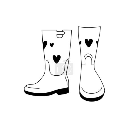Illustration for Rubber boots. Doodle vector illustration. Isolated on a white background. - Royalty Free Image