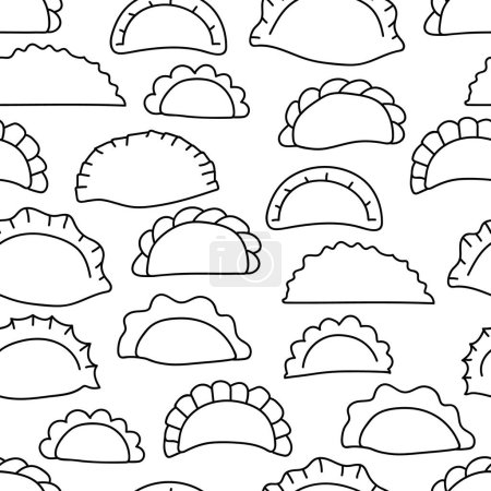 Seamless pattern with dumplings in doodle style. Print for textile, wallpaper, covers, surface. Retro stylization. For fashion fabric.