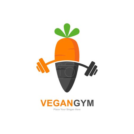 Ilustración de Vegan zanahoria gimnasio vector icono del logotipo. Conveniente para el símbolo de la aptitud, el símbolo vegano y la salud - Imagen libre de derechos