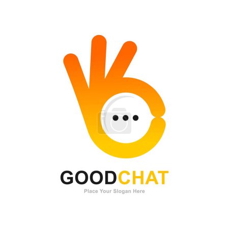 Illustration for Good chat vector logo icon. Suitable for social media and hand symbol - Royalty Free Image