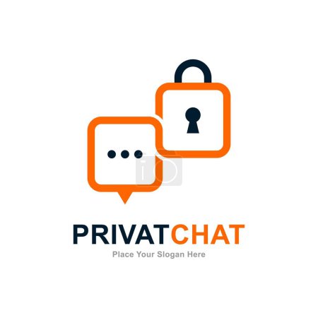 Ilustración de Chat candado logo vector icono. Adecuado para protección y seguridad - Imagen libre de derechos