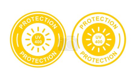 Illustration for Protection UV 400 badge logo vector icon. Suitable for product label - Royalty Free Image
