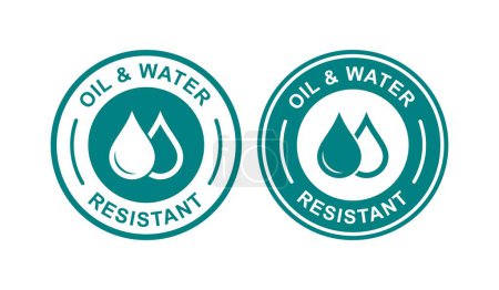 Illustration for Oil and water resistant logo vector icon badge. Suitable for business, information and product label - Royalty Free Image