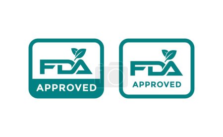 Téléchargez les illustrations : Icône logo approuvé par la FDA. Convient pour l'étiquette du produit et les aliments santé - en licence libre de droit