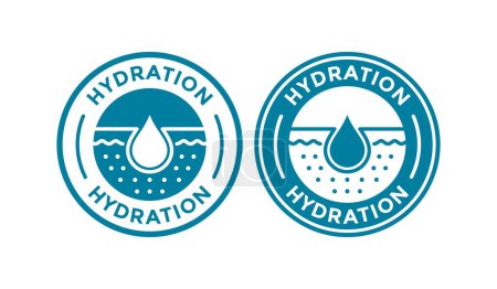 Téléchargez les illustrations : Insigne d'hydratation icône vectorielle de logo. Convient pour l'entreprise, la beauté, la santé et l'étiquette du produit - en licence libre de droit
