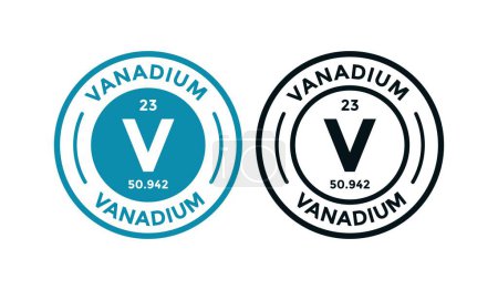 Illustration for VANADIUM logo badge design icon. this is chemical element of periodic table symbol. Suitable for business, technology, molecule, atomic symbol - Royalty Free Image