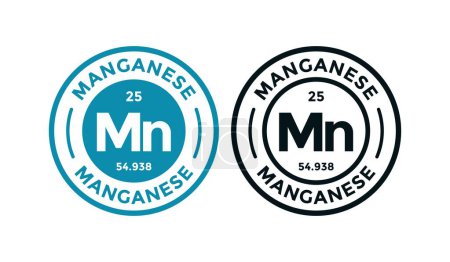 Ilustración de Icono de diseño de insignia MANGANESE logo. este es el elemento químico del símbolo de tabla periódica. Adecuado para negocios, tecnología, molécula, símbolo atómico - Imagen libre de derechos