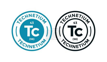 Illustration for TECHNETIUM logo badge design icon. this is chemical element of periodic table symbol. Suitable for business, technology, molecule, atomic symbol - Royalty Free Image