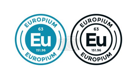 Téléchargez les illustrations : Icône design logo EUROPIUM. il s'agit d'un élément chimique du symbole du tableau périodique. Convient pour les entreprises, la technologie, la molécule, le symbole atomique - en licence libre de droit