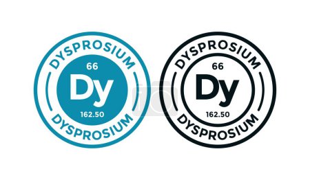 Illustration for DYSPROSIUM logo badge design icon. this is chemical element of periodic table symbol. Suitable for business, technology, molecule, atomic symbol - Royalty Free Image