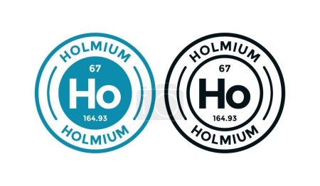 Illustration for HOLMIUM logo badge design icon. this is chemical element of periodic table symbol. Suitable for business, technology, molecule, atomic symbol - Royalty Free Image