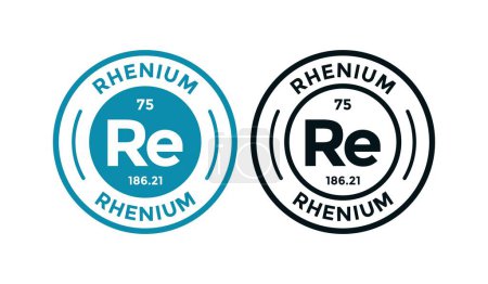 Illustration for RHENIUM logo badge design icon. this is chemical element of periodic table symbol. Suitable for business, technology, molecule, atomic symbol - Royalty Free Image