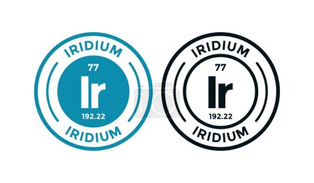 Illustration for IRIDIUM logo badge design icon. this is chemical element of periodic table symbol. Suitable for business, technology, molecule, atomic symbol - Royalty Free Image