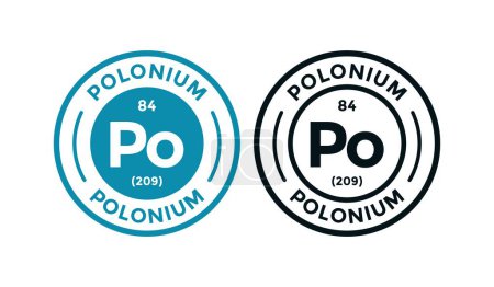 Illustration for POLONIUM logo badge design icon. this is chemical element of periodic table symbol. Suitable for business, technology, molecule, atomic symbol - Royalty Free Image