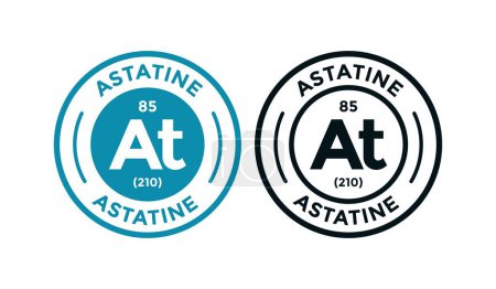 Illustration for ASTATINE logo badge design icon. this is chemical element of periodic table symbol. Suitable for business, technology, molecule, atomic symbol - Royalty Free Image