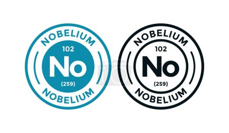 Illustration for NOBELIUM logo badge design icon. this is chemical element of periodic table symbol. Suitable for business, technology, molecule, atomic symbol - Royalty Free Image