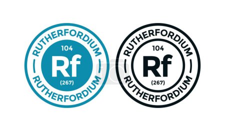 Illustration for RUTHERFORDIUM logo badge design icon. this is chemical element of periodic table symbol. Suitable for business, technology, molecule, atomic symbol - Royalty Free Image