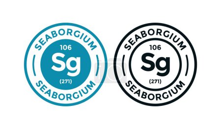 Illustration for SEABORGIUM logo badge design icon. this is chemical element of periodic table symbol. Suitable for business, technology, molecule, atomic symbol - Royalty Free Image