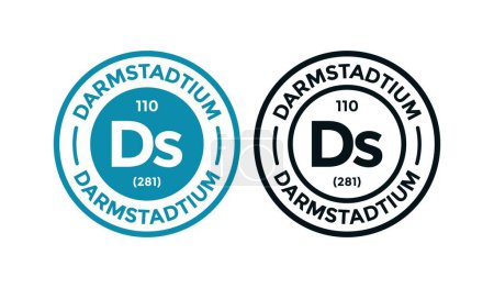 Téléchargez les illustrations : Icône design logo DARMSTADTIUM. il s'agit d'un élément chimique du symbole du tableau périodique. Convient pour les entreprises, la technologie, la molécule, le symbole atomique - en licence libre de droit