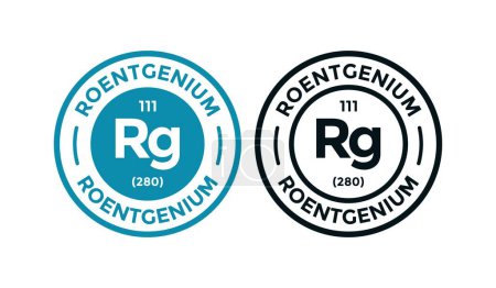Ilustración de Icono de diseño de insignia ROENTGENIUM logo. este es el elemento químico del símbolo de tabla periódica. Adecuado para negocios, tecnología, molécula, símbolo atómico - Imagen libre de derechos