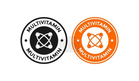 Ilustración de Icono de diseño de insignia multivitamínica. Adecuado para negocios, salud y etiqueta de producto - Imagen libre de derechos