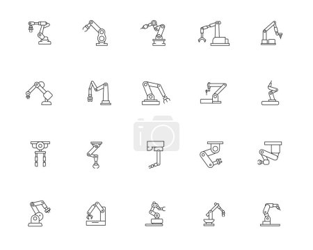 Foto de Conjunto de iconos de brazo robótico industrial. esquema ilustración vector icono para web - Imagen libre de derechos