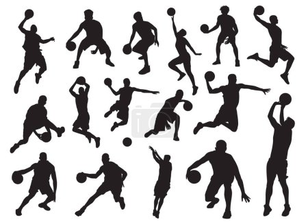 Illustration for Silhouette of basketball player on a white background. - Royalty Free Image