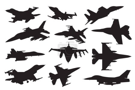 Foto de Siluetas de aviones de combate militar, ilustración de vectores - Imagen libre de derechos