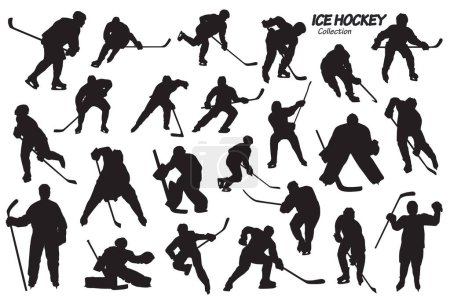 Téléchargez les illustrations : Silhouettes vectorielles de silhouette de hockey sur glace - en licence libre de droit