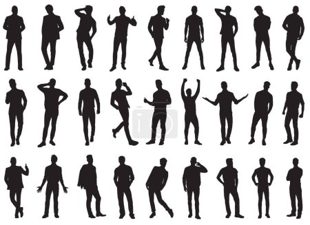 Téléchargez les illustrations : Silhouettes de personnes dans différentes poses - en licence libre de droit