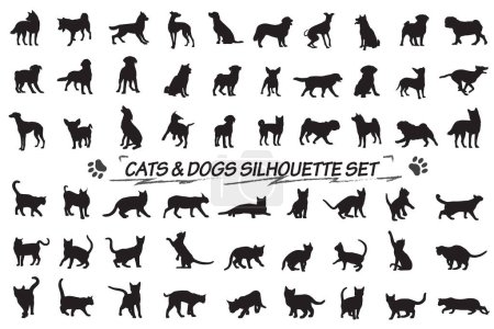 Foto de Conjunto de diferentes gatos y perros, vector - Imagen libre de derechos
