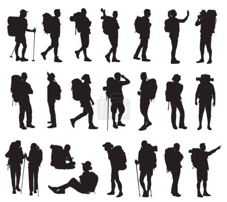 vector silhouettes of backpacker