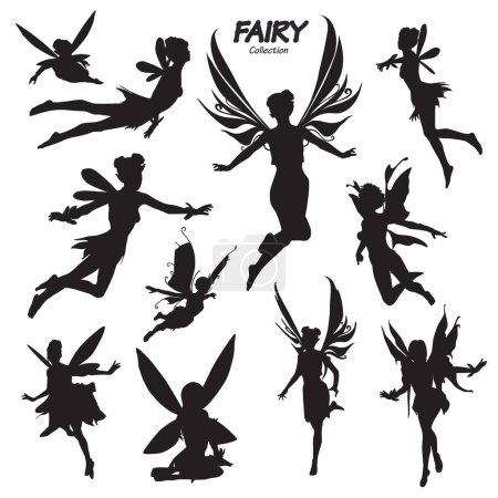 silhouette set of silhouettes of fairy 